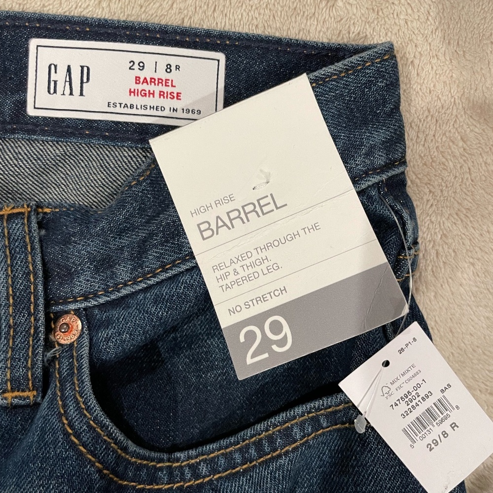 GAP Barrel High Rise Wide Leg Jeans - Dark Blue